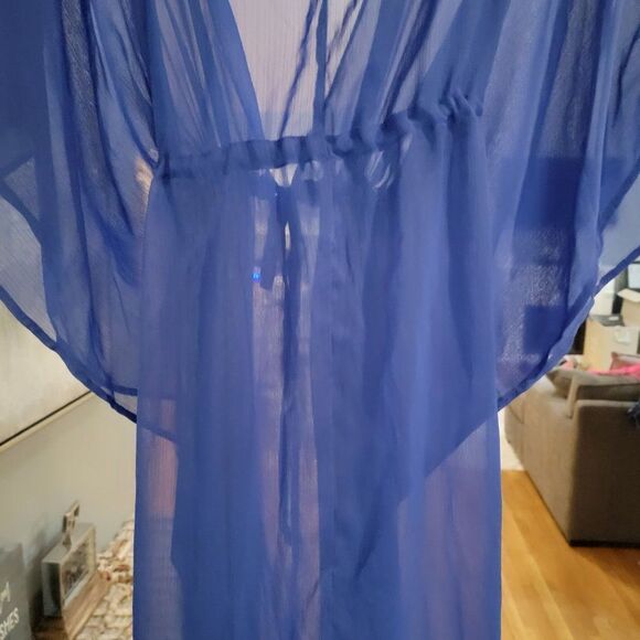 Ellen Tracy Women's Blue Loose Flowy Bathing Suit Cover Up Tunic wrap Size XL - Picture 10 of 15